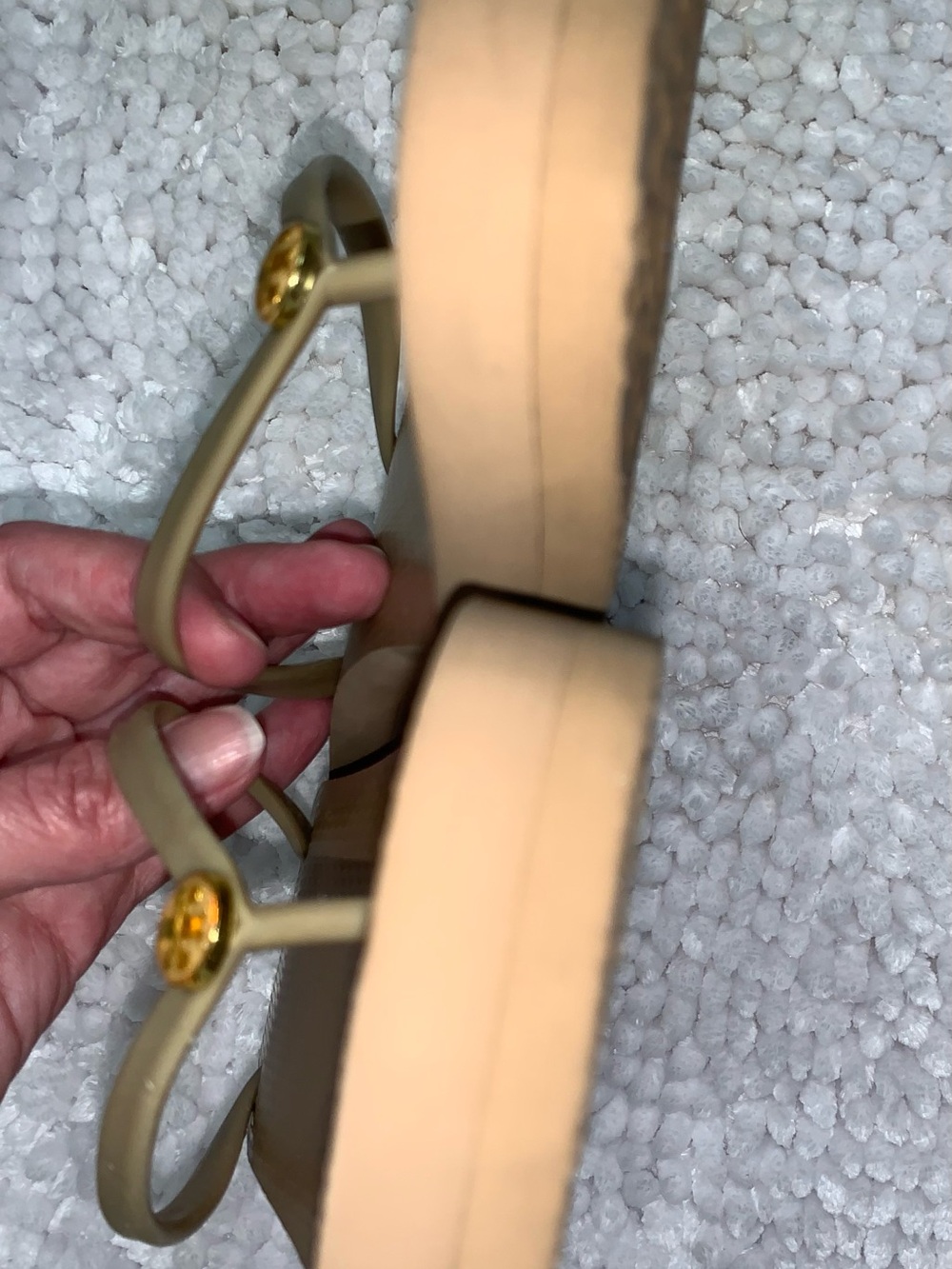 Tory Burch Taupe Flip Flop Sandals with Gold Logo - Picture 9 of 9